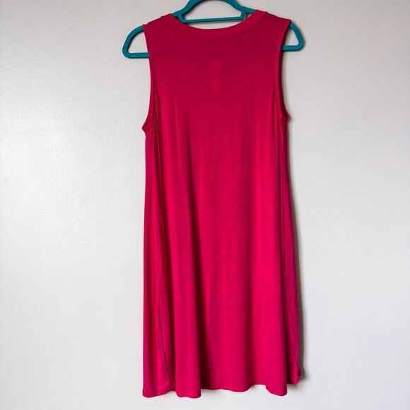 mts Pink Bamboo V Neck Sleeveless Dress Flamingo Pink Size Small - Picture 6 of 6